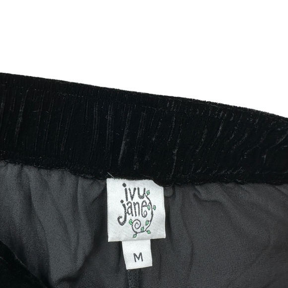 IVY JANE Pants Crushed Velvet Silk Blend Crop Palazzo Wide Leg Black - Picture 6 of 7